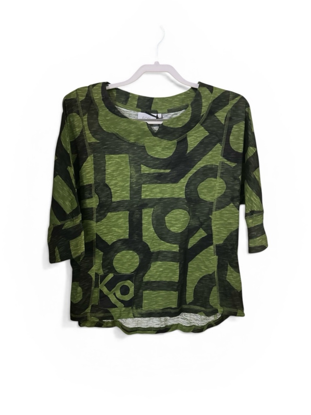 NWT FOIL Notch it Up Abstract Print Top S